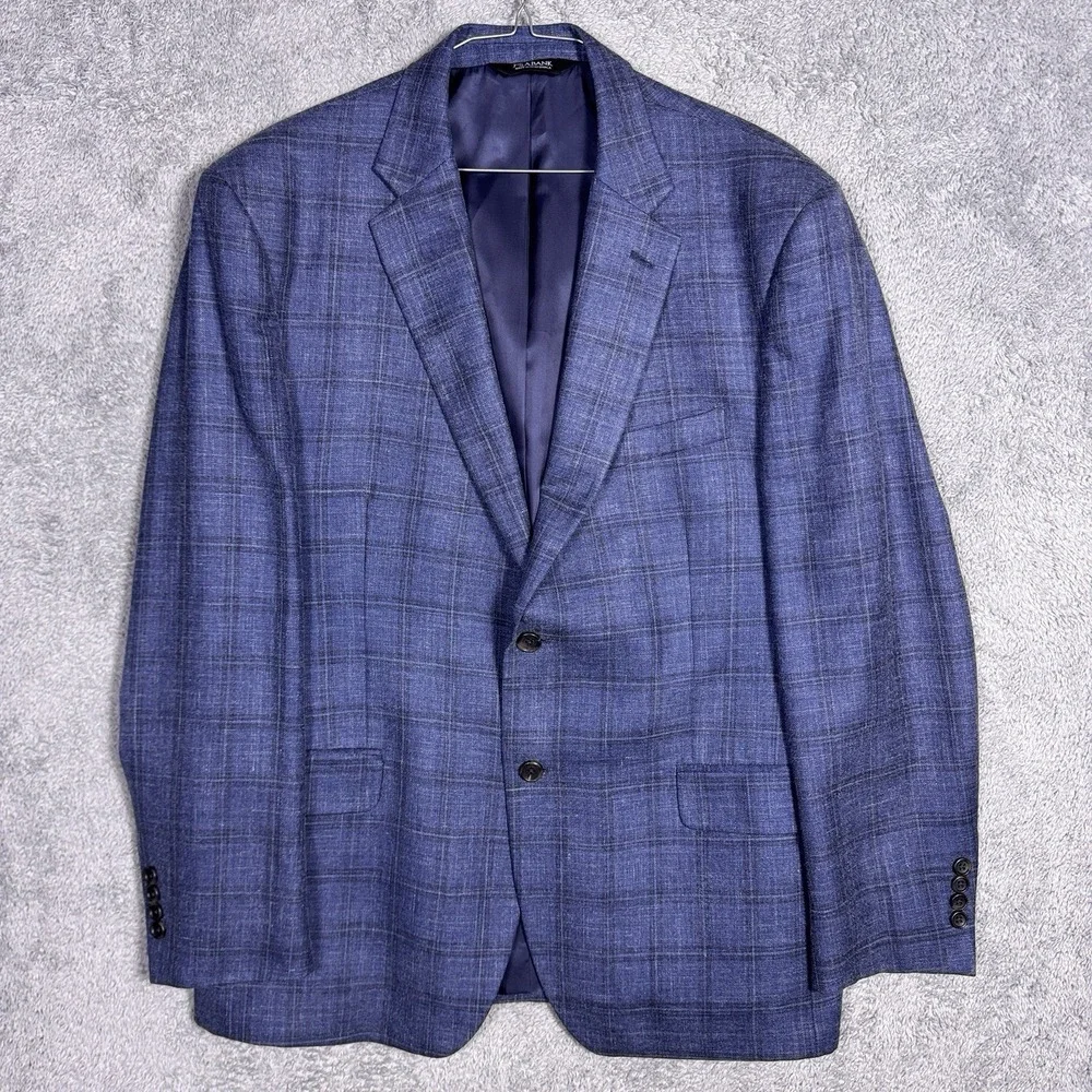Jos A Bank Sport Coat Mens 44R Signature Windowpane Silk Linen Wool Blazer